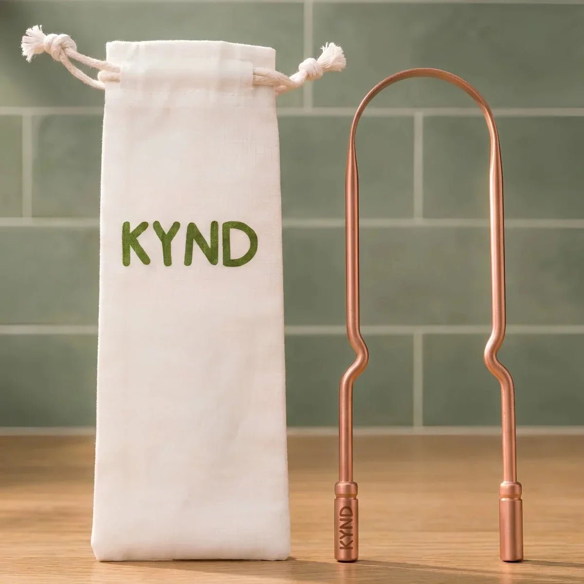 KYND pure copper tongue scraper with cotton pouch